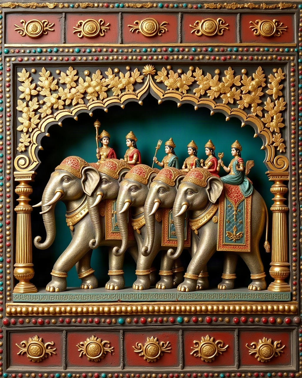 Elephant Procession, Thanjavur painting
