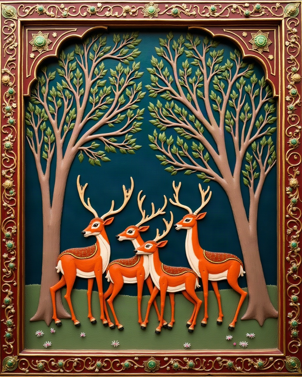 Herd of Deer, Thanjavur painting