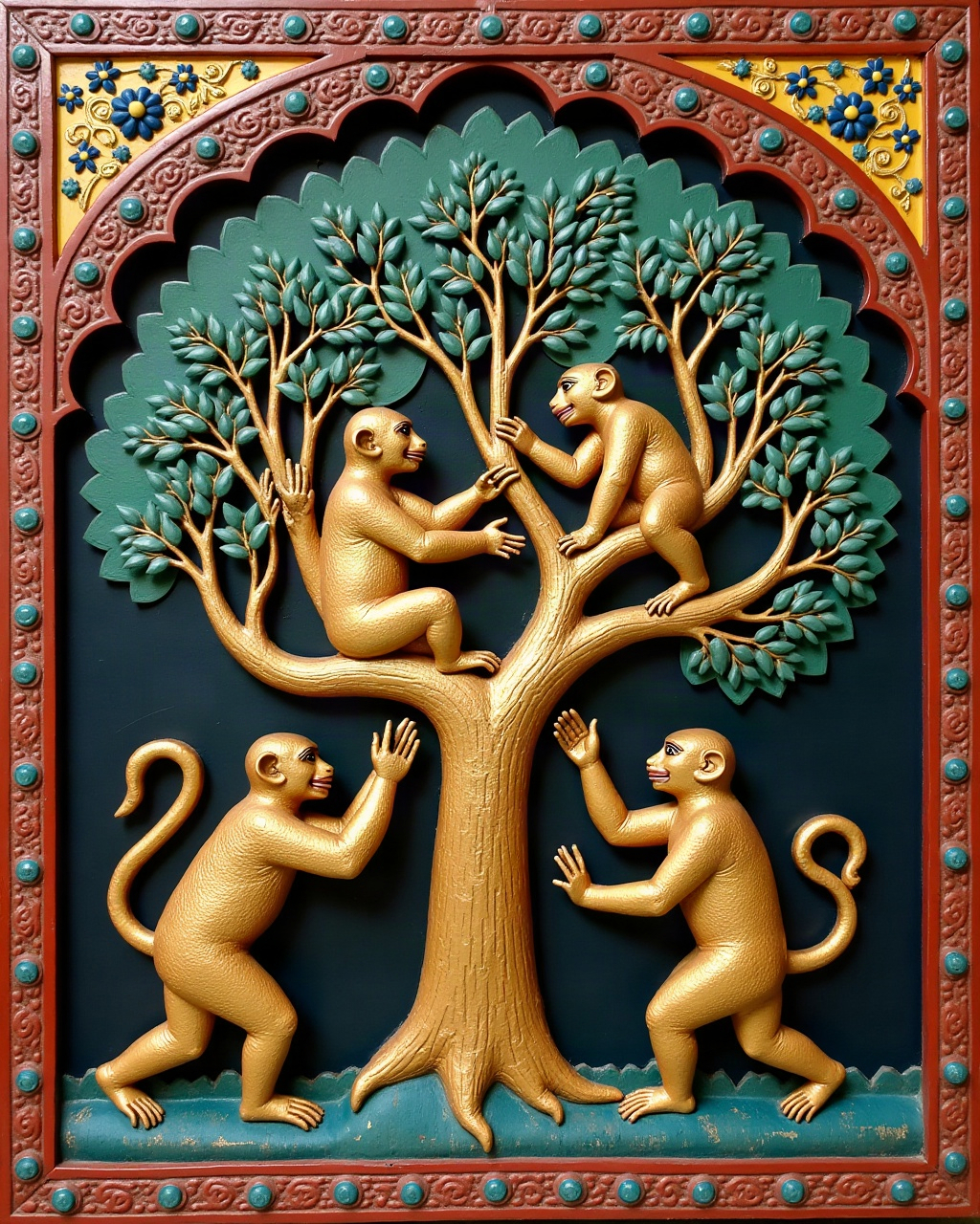 Monkeys in the Banyan, Thanjavur painting