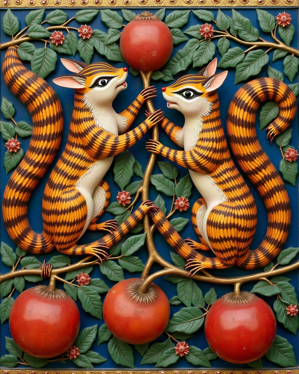 Squirrels and Pomegranates, Thanjavur painting