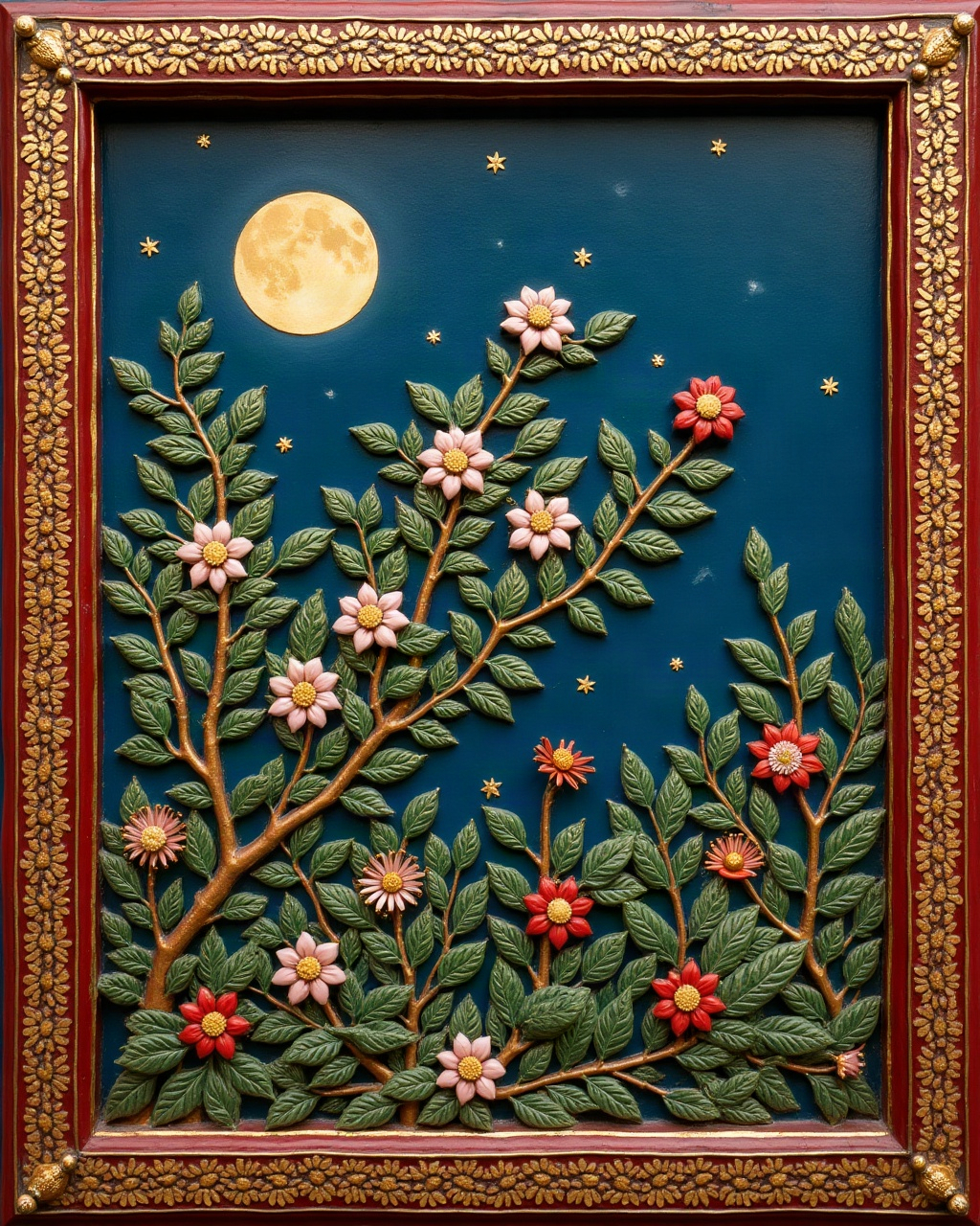 Night Garden, Thanjavur painting