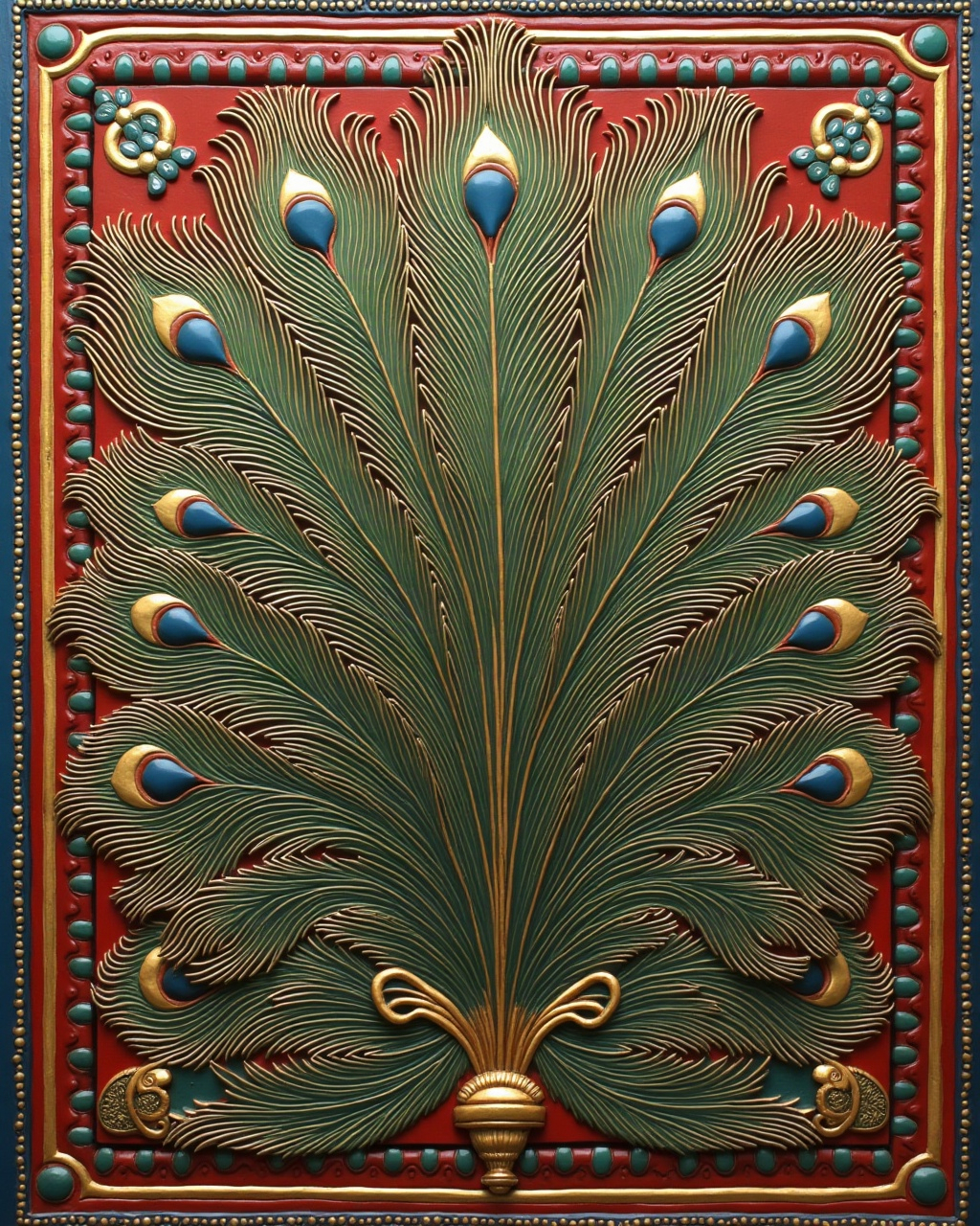 Peacock Feather Study, Thanjavur painting