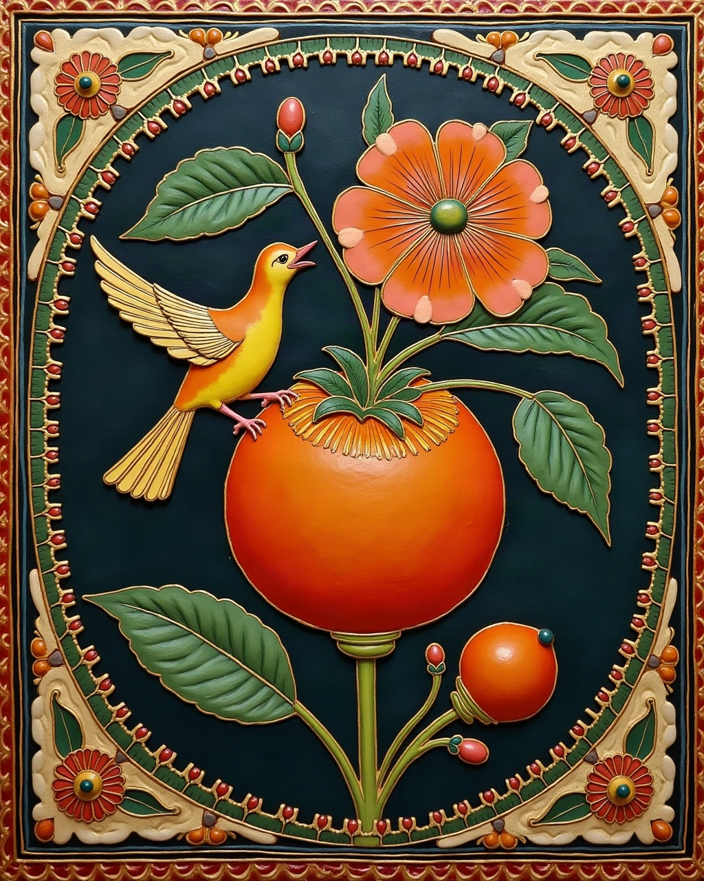 Sunbird and Blossom, Thanjavur painting