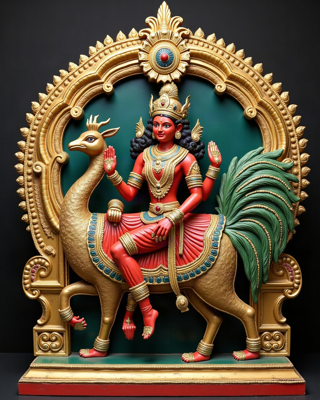 Kartikeya on the Peacock, Thanjavur painting