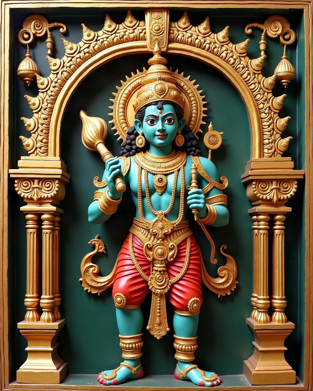 Murugan with the Vel, Thanjavur painting