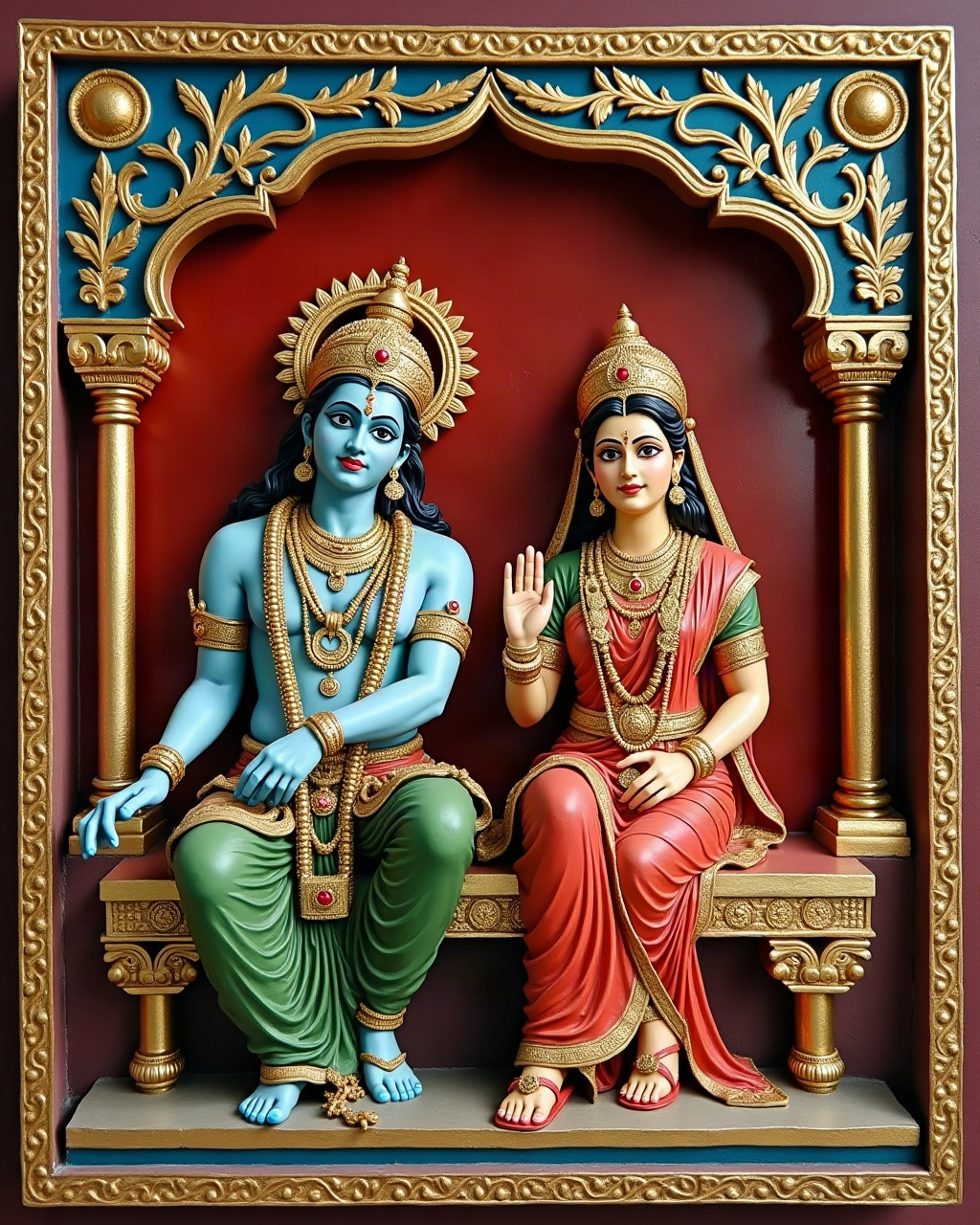 Rama and Sita, Thanjavur painting