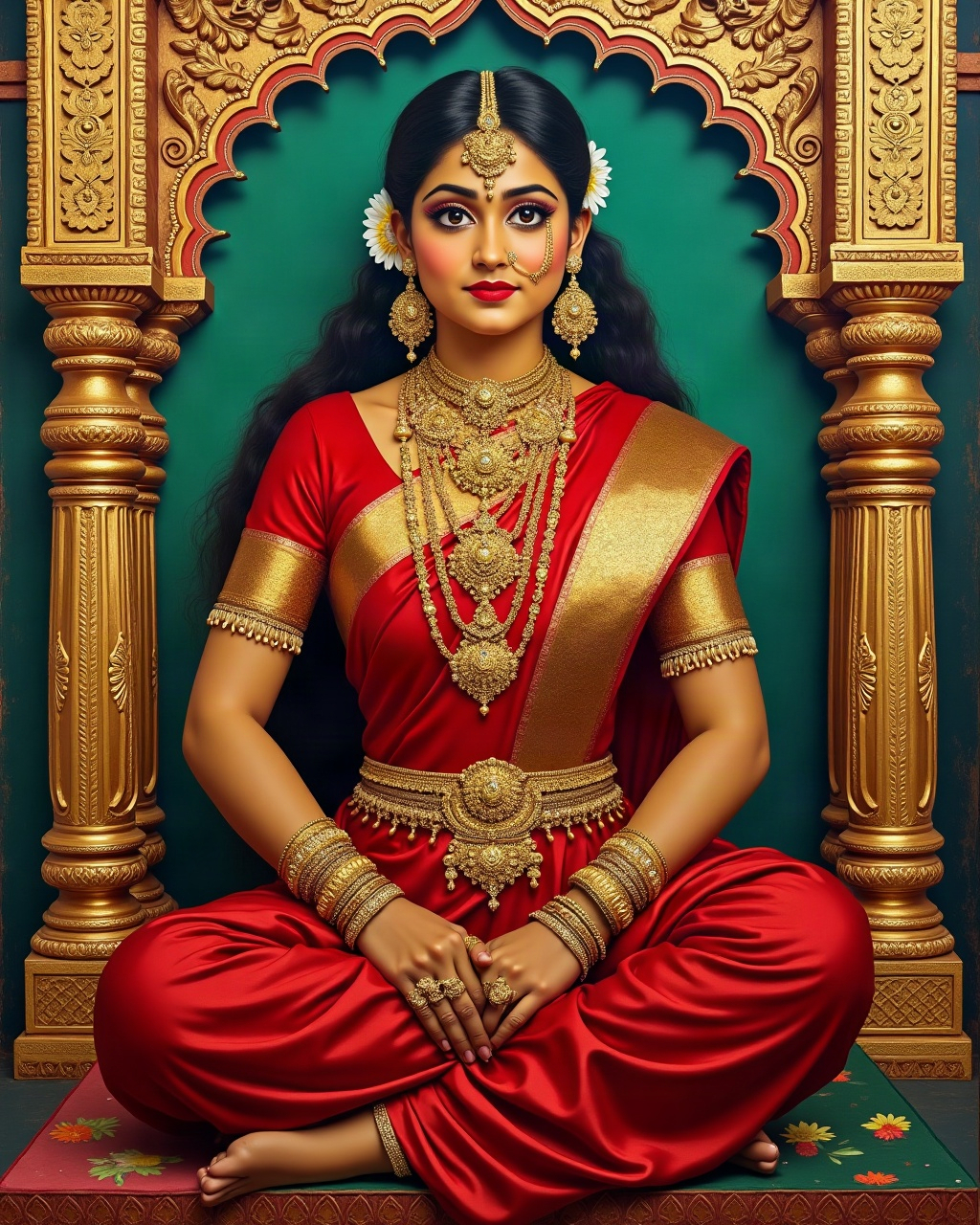 Bride in Kanjivaram, Thanjavur painting