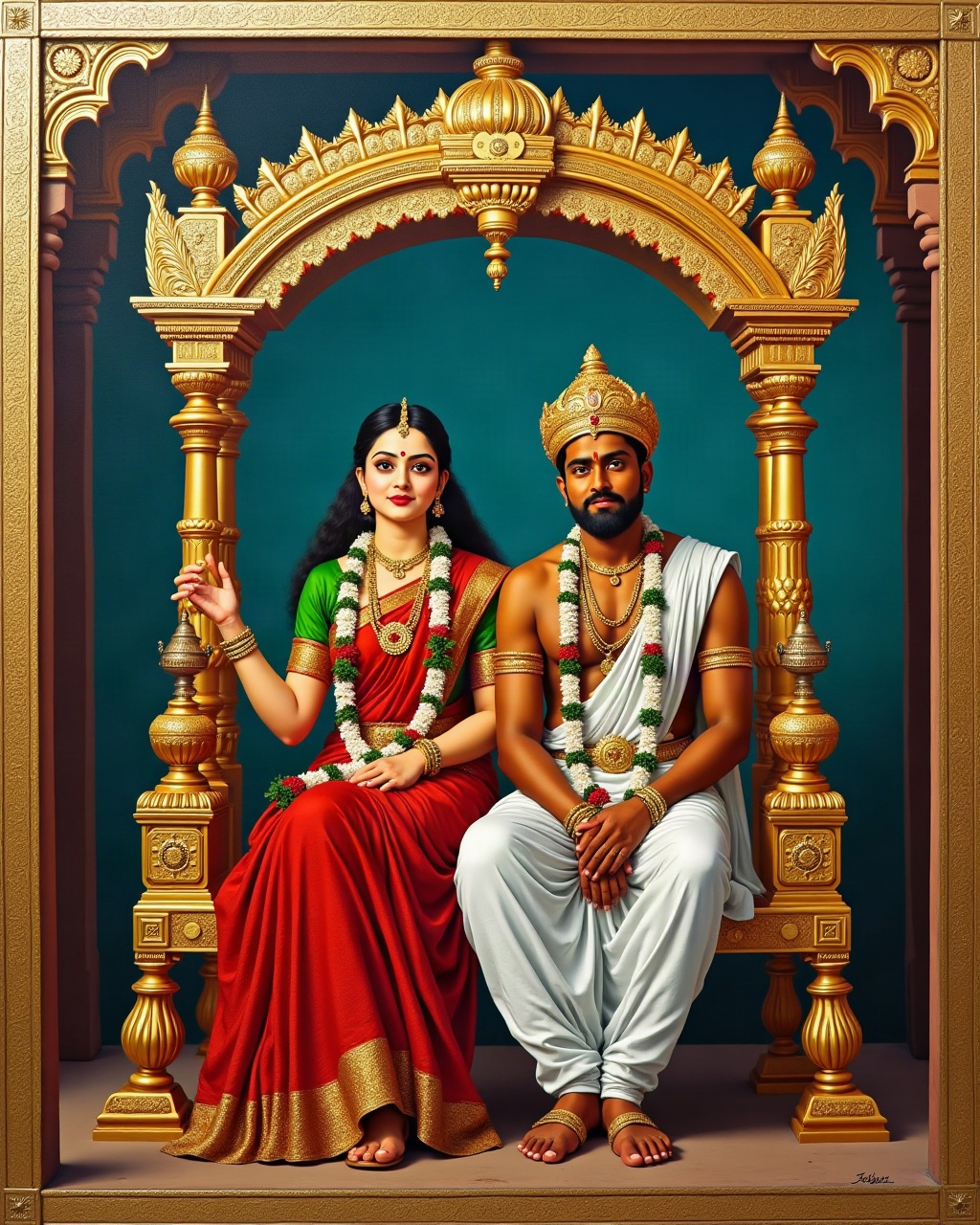 The Swing (Oonjal), Thanjavur painting
