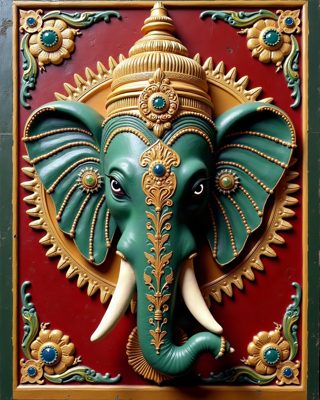 Elephant Head Study, Thanjavur painting
