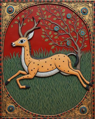 Leaping Antelope, Thanjavur painting
