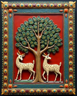 Pair of Deer, Thanjavur painting