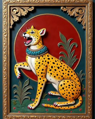 The Hunting Cheetah, Thanjavur painting