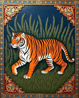 The Royal Tiger, Thanjavur painting