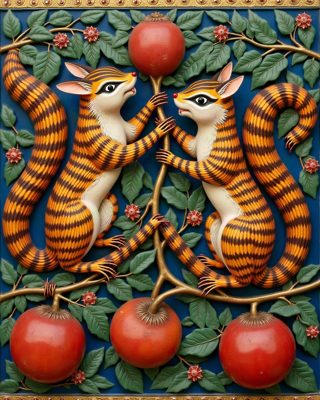 Squirrels and Pomegranates, Thanjavur painting