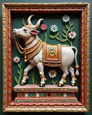 The Temple Bull, Thanjavur painting