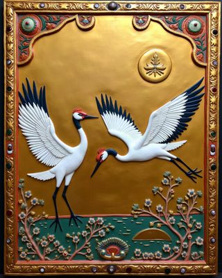 Cranes in Flight, Thanjavur painting