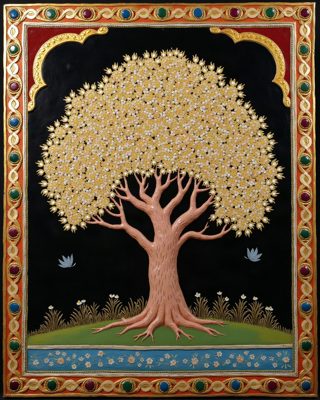 Flowering Champaka, Thanjavur painting