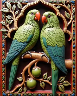 Pair of Parrots, Thanjavur painting