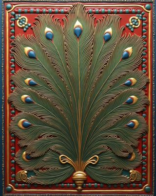 Peacock Feather Study, Thanjavur painting