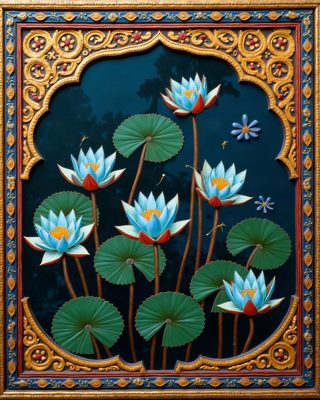Water Lilies, Thanjavur painting