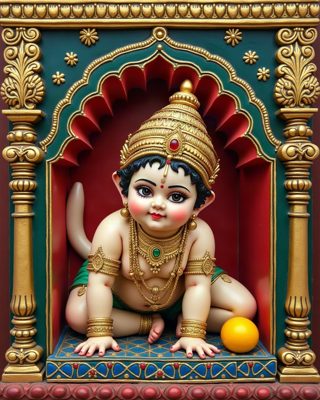 Balakrishna with Butter, Thanjavur painting