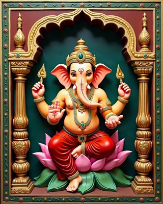 Ganesha, Seated, Thanjavur painting