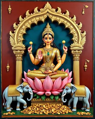 Lakshmi on the Lotus, Thanjavur painting