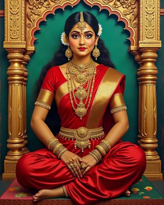 Bride in Kanjivaram, Thanjavur painting