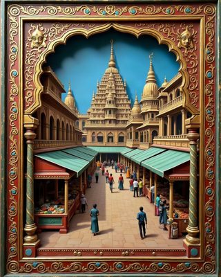 The Market Square, Thanjavur painting