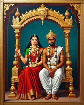 The Swing (Oonjal), Thanjavur painting